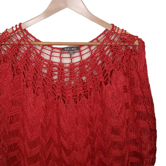 🌻3 for $ 18 Roz & Ali Coral Pink Open Crochet Top - Picture 2 of 4